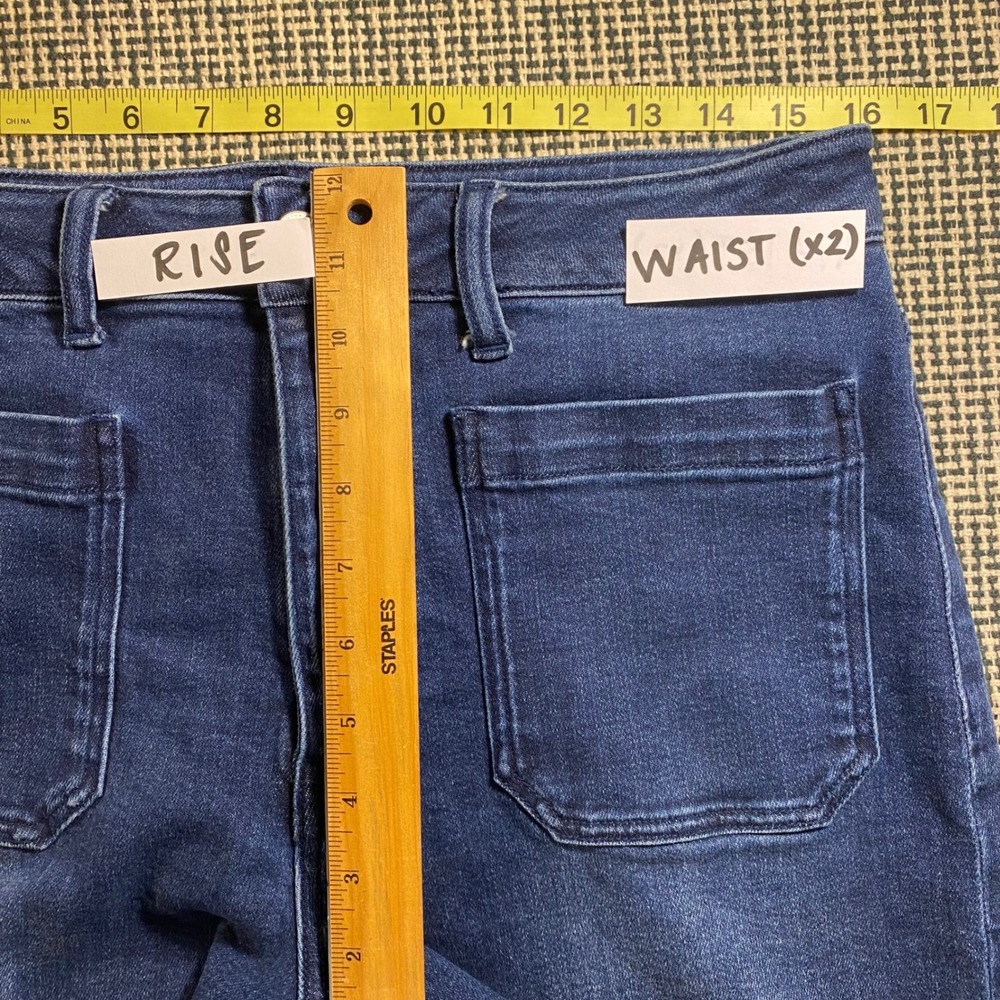Quince Stretch High Rise patch pocket Y3K Pocket Wide Leg Jeans Dark Wash 31 - Picture 7 of 8